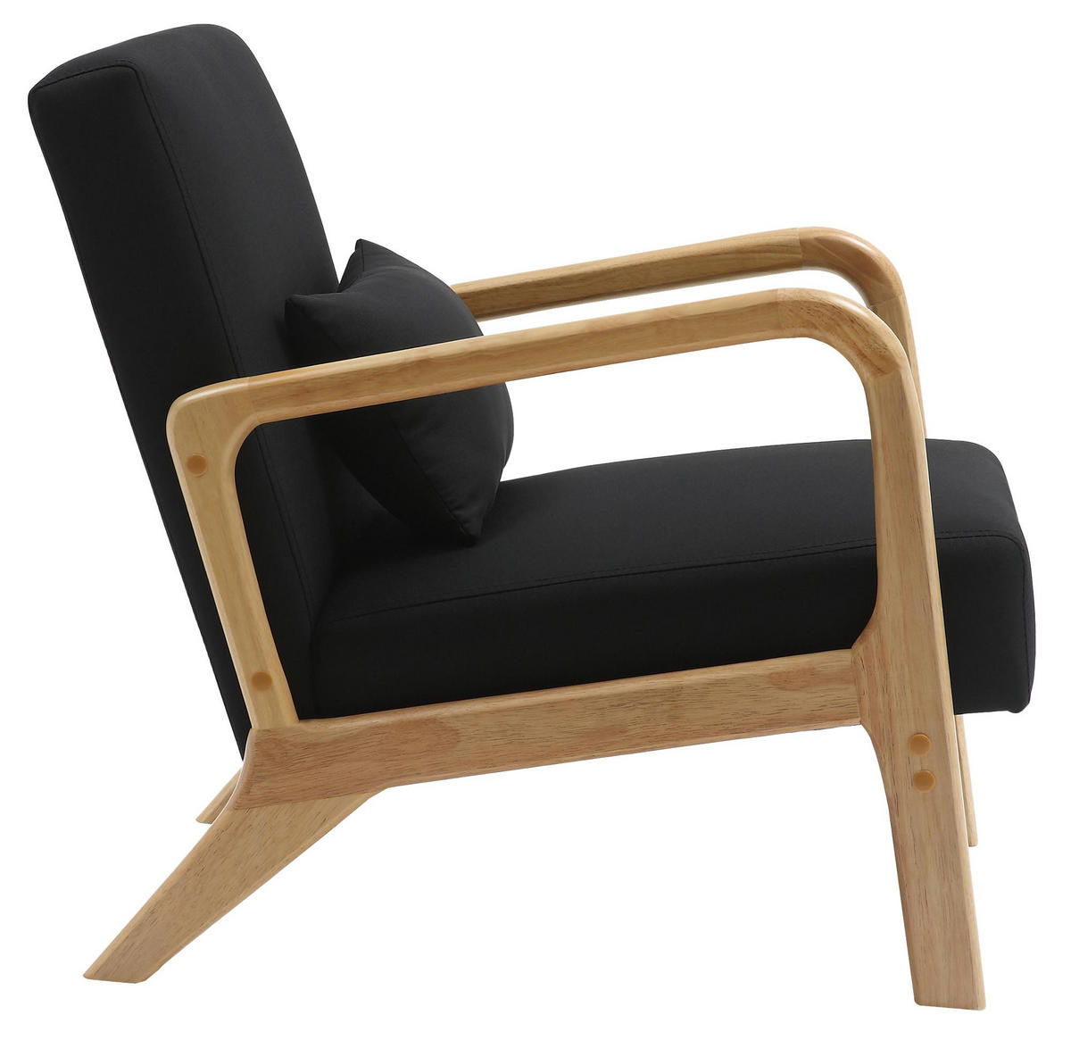 SESSEL Holz schwarz - Eukalyptusholzfarben/Schwarz, Holz/Textil (64/74/80cm) - CLP