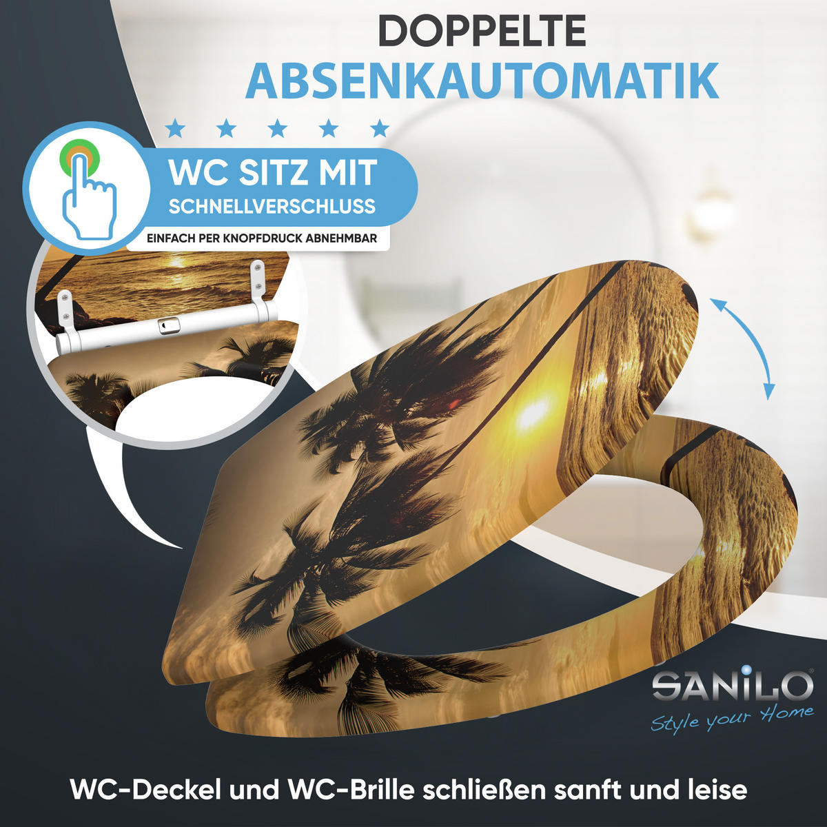 WC-SITZ mit Absenkautomatik & Top Fix Summer - Orange, Holzwerkstoff (37.7/5.5/48cm) - Sanilo