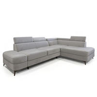 ECKSOFA AVISE M R-S Hellgrau Velours-Stoff mit Schlaffunktion - Hellgrau, Holzwerkstoff/Textil (268/195cm) - MASSENO