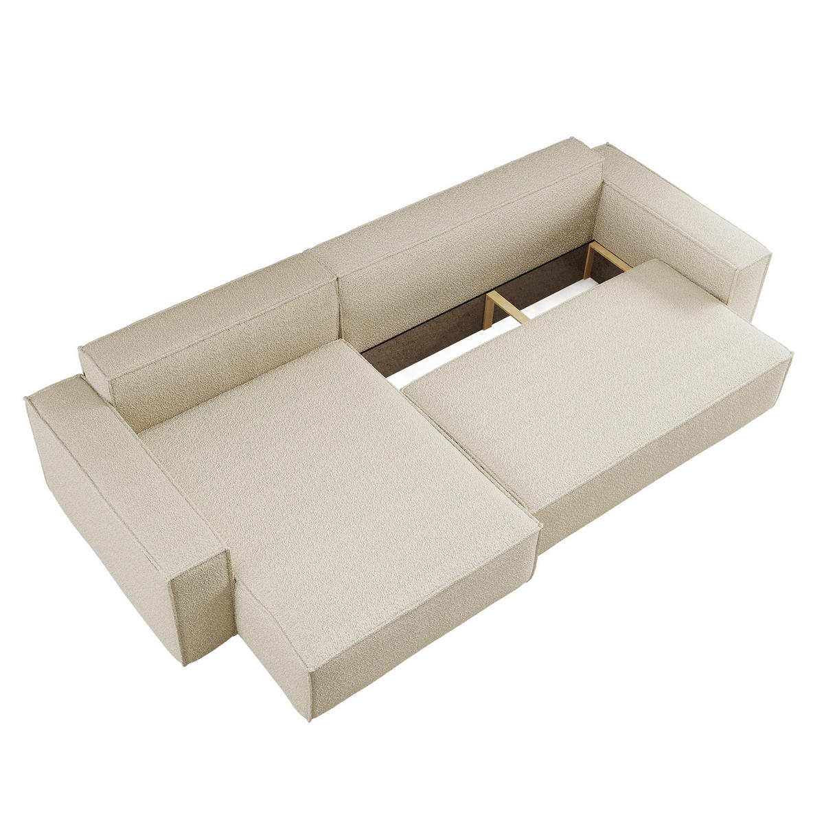ECKSOFA Mit Schlaffunktion Und Bettkasten, Eckcouch BEST XL Stoff Quelle Ecru Links - Ecru/Schwarz, Holz/Kunststoff (142/274cm) - Kaiser Möbel