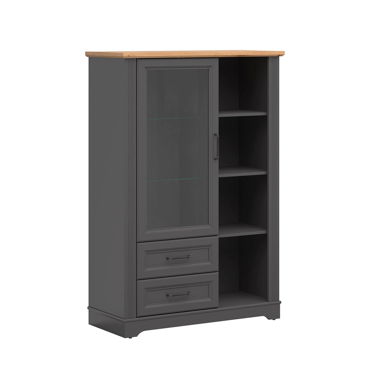 GESCHIRRSCHRANK Charlie Grau - Grau, Holzwerkstoff (100/146/42cm) - Petits-meubles
