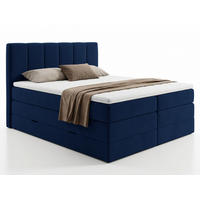 BOXSPRINGBETT Star Max - 160x200 - blau (Kronos 09, Velours) - Blau/Schwarz, Holz/Holzwerkstoff (160/200cm) - Sofnet