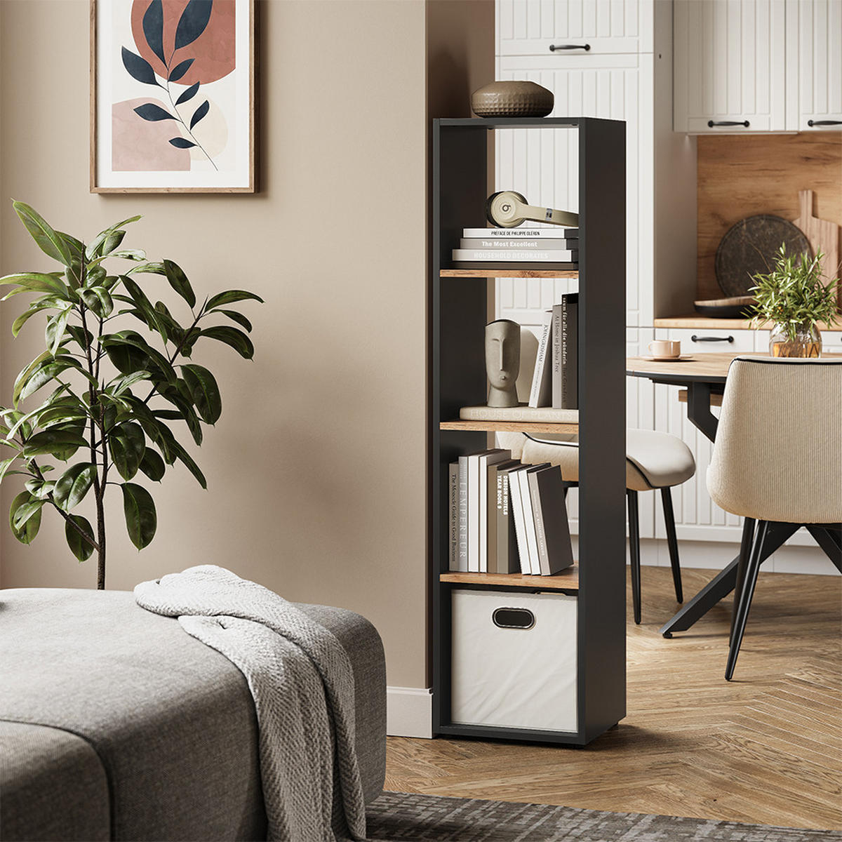 RAUMTEILER Ludus Anthrazit/Goldkraft Eiche 36.8 x 144.9 cm - Honigeiche/Anthrazit, Holzwerkstoff (36.8/144.9/33.8cm) - Vicco