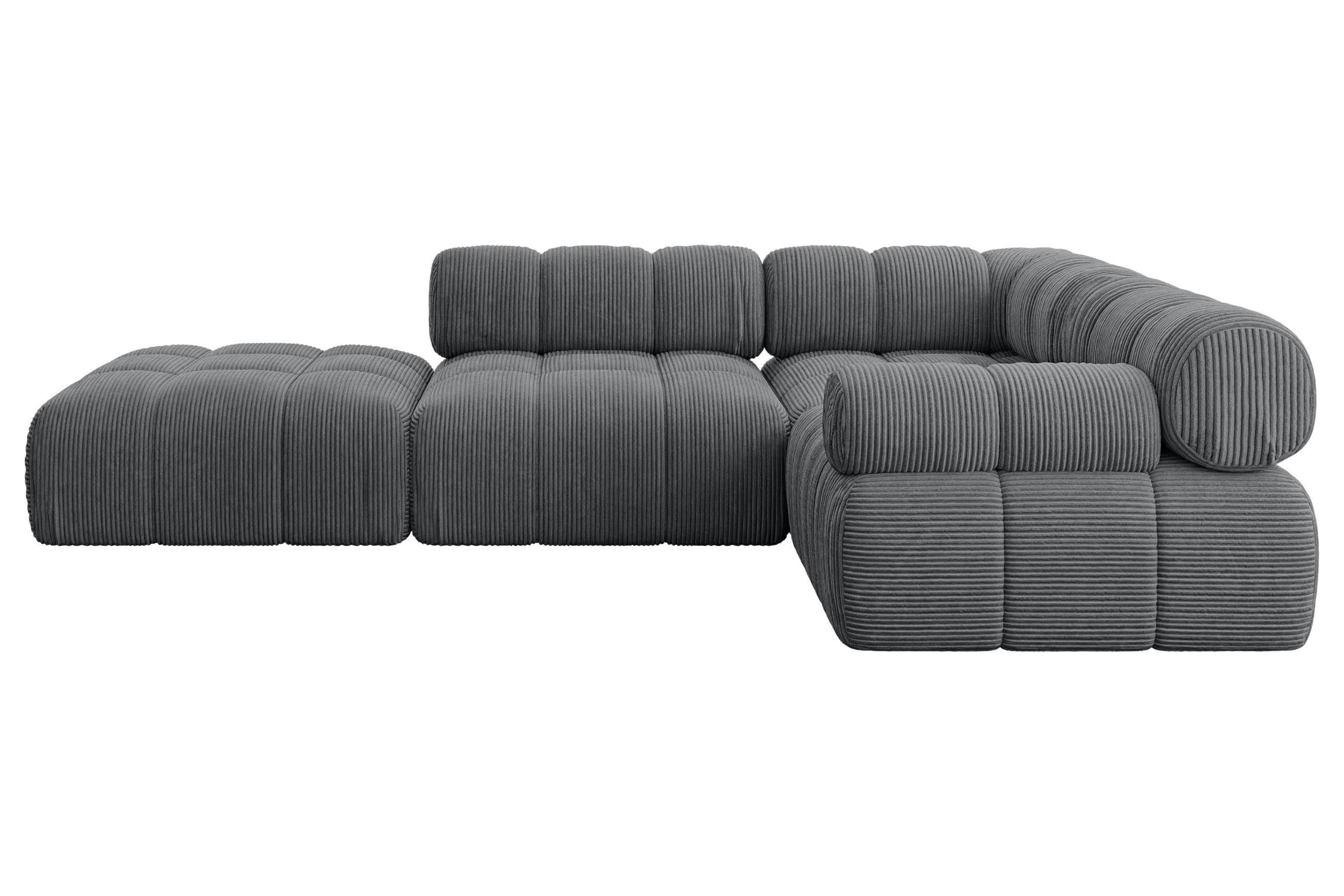 ECKSOFA modulares Sofa Felto-L1 - 285x190x70 cm Dunkelgrau Cord - Dunkelgrau, Holzwerkstoff/Textil (285/190cm) - ALTDECOR