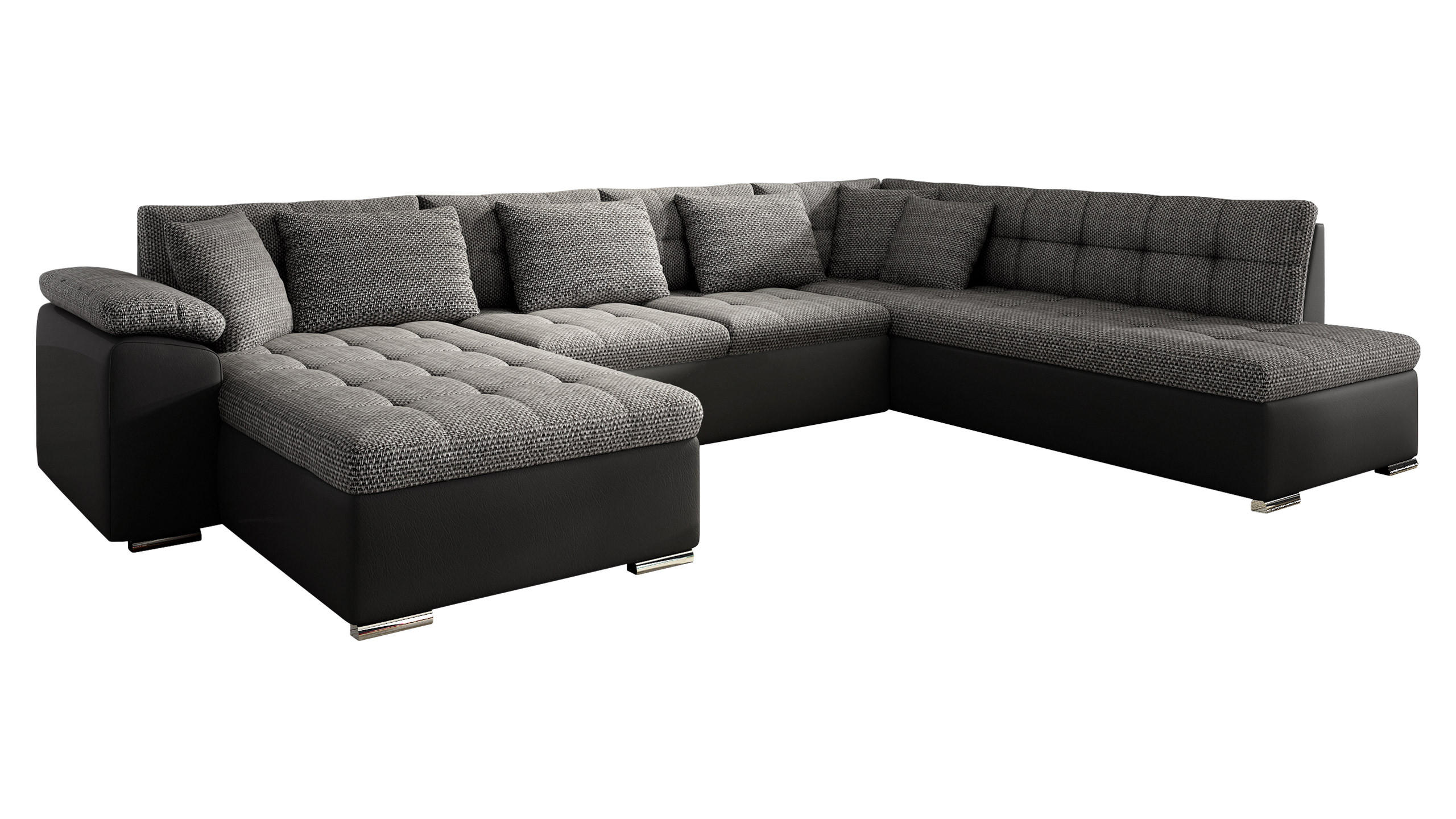 WOHNLANDSCHAFT Niko Bis, Seite: Links - Dunkelgrau, Holz/Textil (348/76/205cm) - MIRJAN24