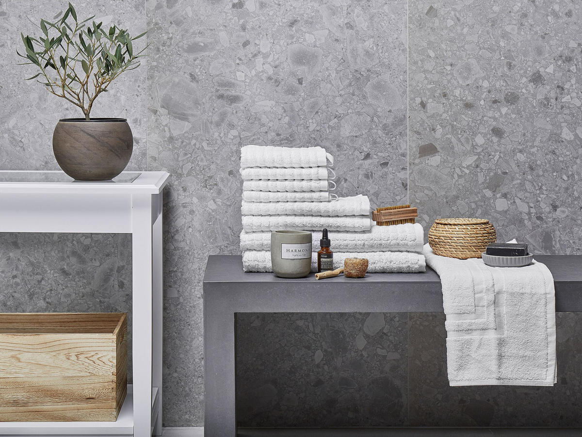 BADEHANDTUCH 9-teilig Weiß Atai - Weiß, Textil (70/140cm) - Beliani