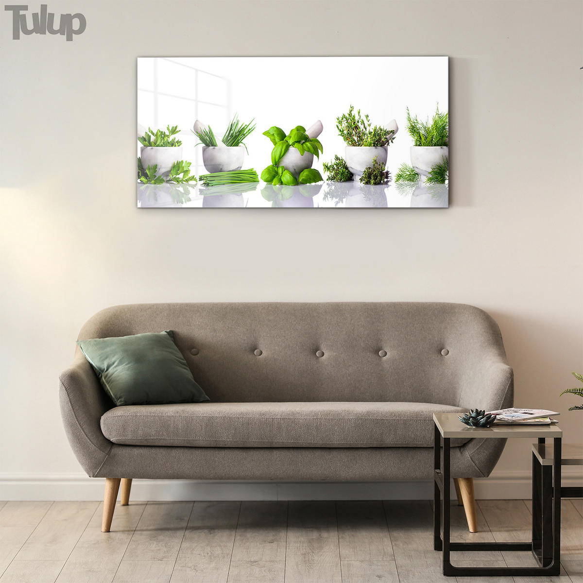 GLASBILD 120x60 cm Mörser - Hellgrün, Glas (120/60cm) - TULUP