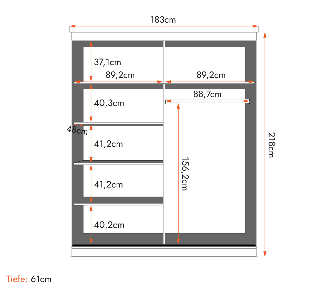 Thumbnail - imoebel24 Schwebetürenschrank, Schwarz, Holzwerkstoff, 5 Fächer, Rechteckig, 183x218x61 cm, Schlafzimmer, Kleiderschränk...