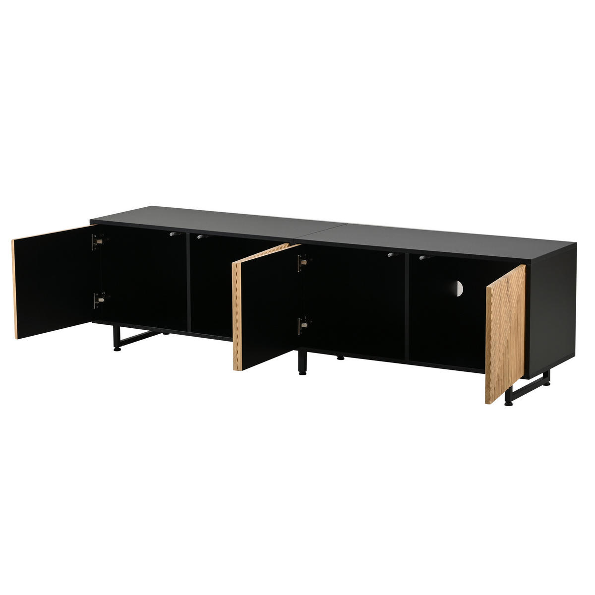 TV-LOWBOARD Naturfarben-Schwarz 180/40/50 cm - Naturfarben, Holzwerkstoff (180/50/40cm) - PANGIVO