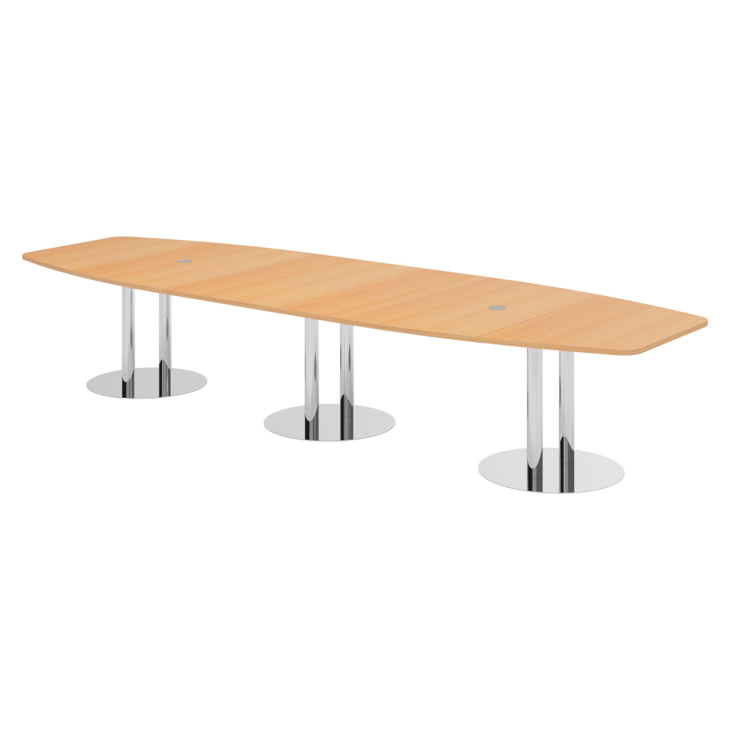 KONFERENZTISCH groß KT40 130/400/74 cm in Buchefarben/Chromsäulen - Chromfarben/Buchefarben, Holzwerkstoff (130/400/74cm) - bümö