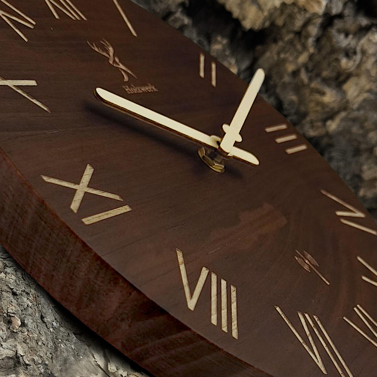 WANDUHR Holz Designer SCHWERIN (FUNK) Loft Wand Uhr, braun - Braun, Holz/Metall (25/25/2.2cm) - Holzwerk