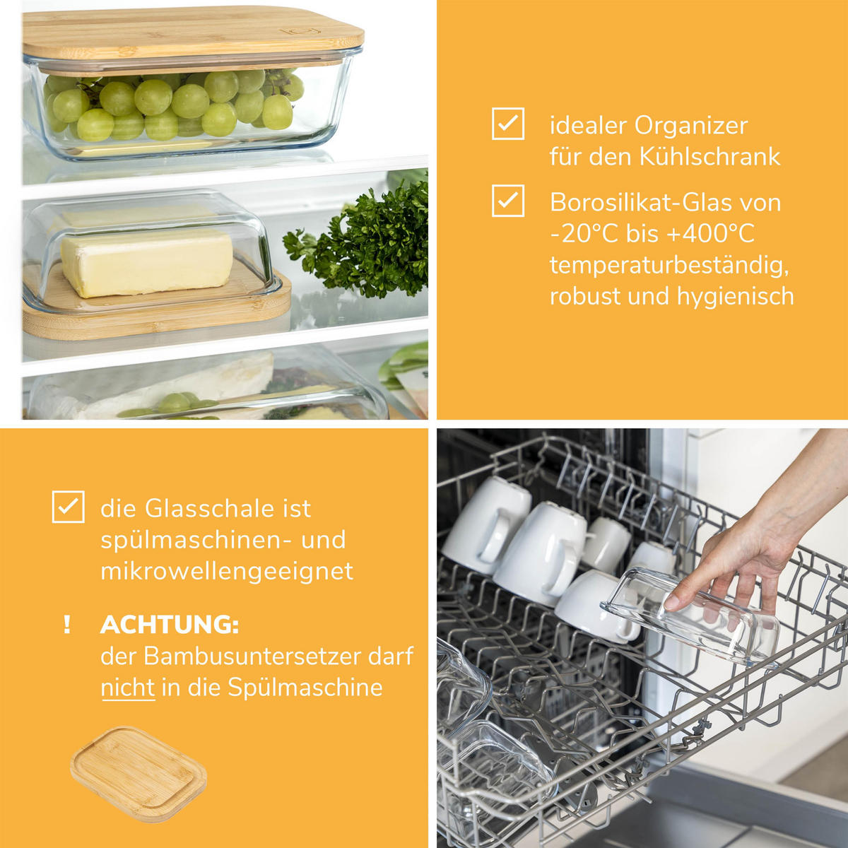 BUTTERDOSE, weiß - Transparent, Glas (17/4/12.5cm) - eluno