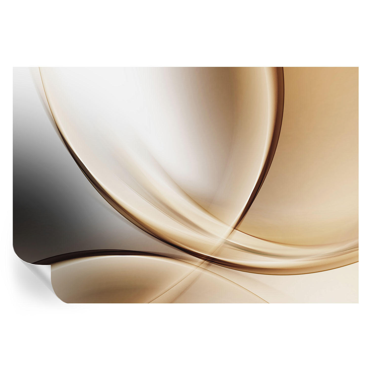 FOTOTAPETE 152x104 cm - Abgerundete Linien - Beige, Textil (152/104cm) - Wallfluent
