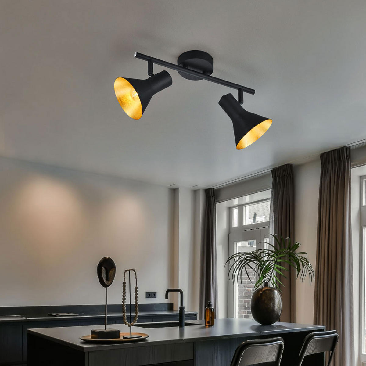 LED DECKENLEUCHTE Metall Schwarz Gold - Schwarz, Metall (11/33/21cm)