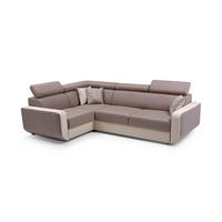 ECKSOFA MIRA Braun Geflochtener Stoff mit Schlaffunktion - Braun, Holz (263/184cm) - MASSENO
