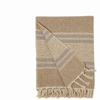 WOHNDECKE Baumwolle 130x170 cm Mit Fransen – Sand/Light Blue - Multicolor, Naturmaterialien (130/170cm) - AU Maison