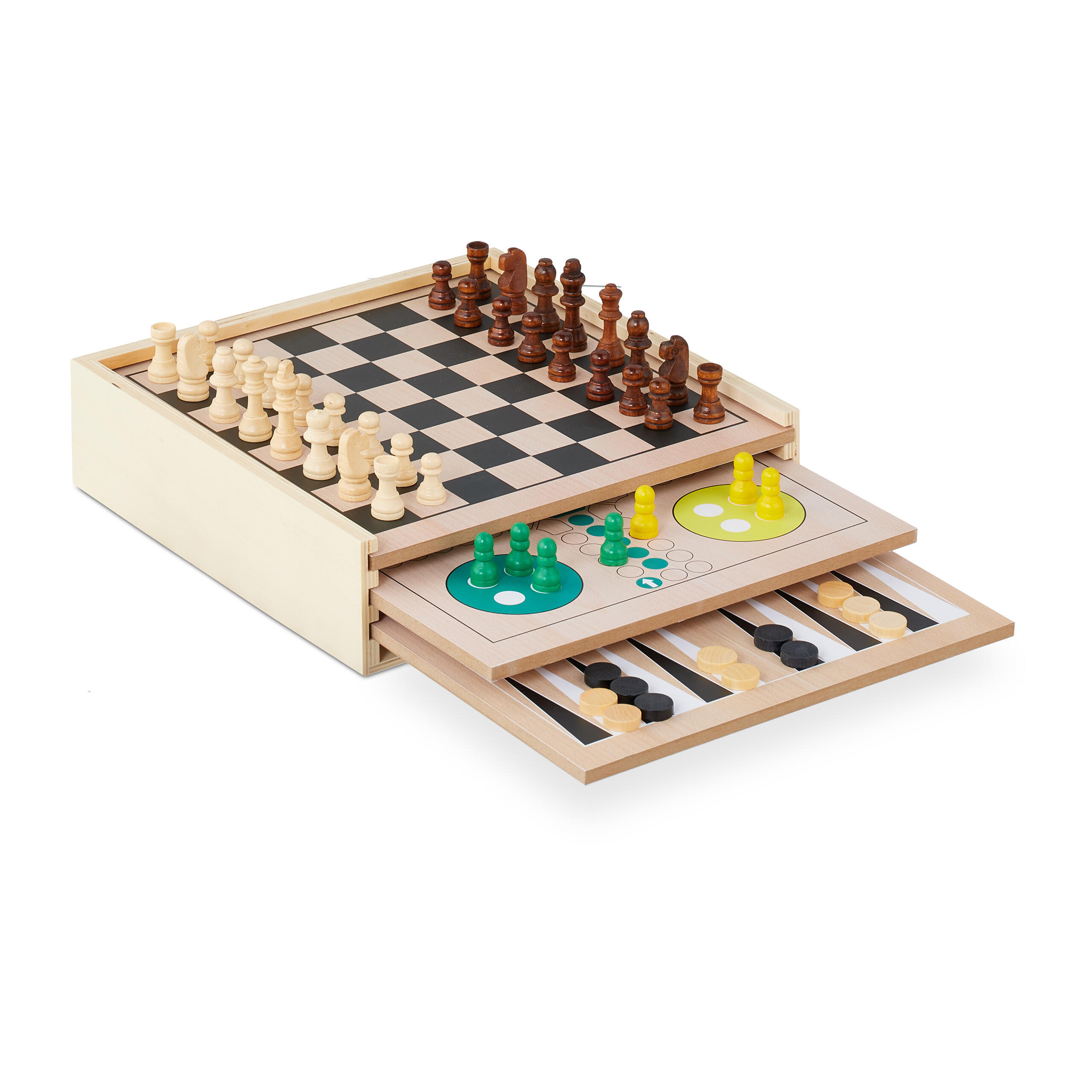 SPIELESAMMLUNG - Hellbraun, Holz/Holzwerkstoff - Relaxdays