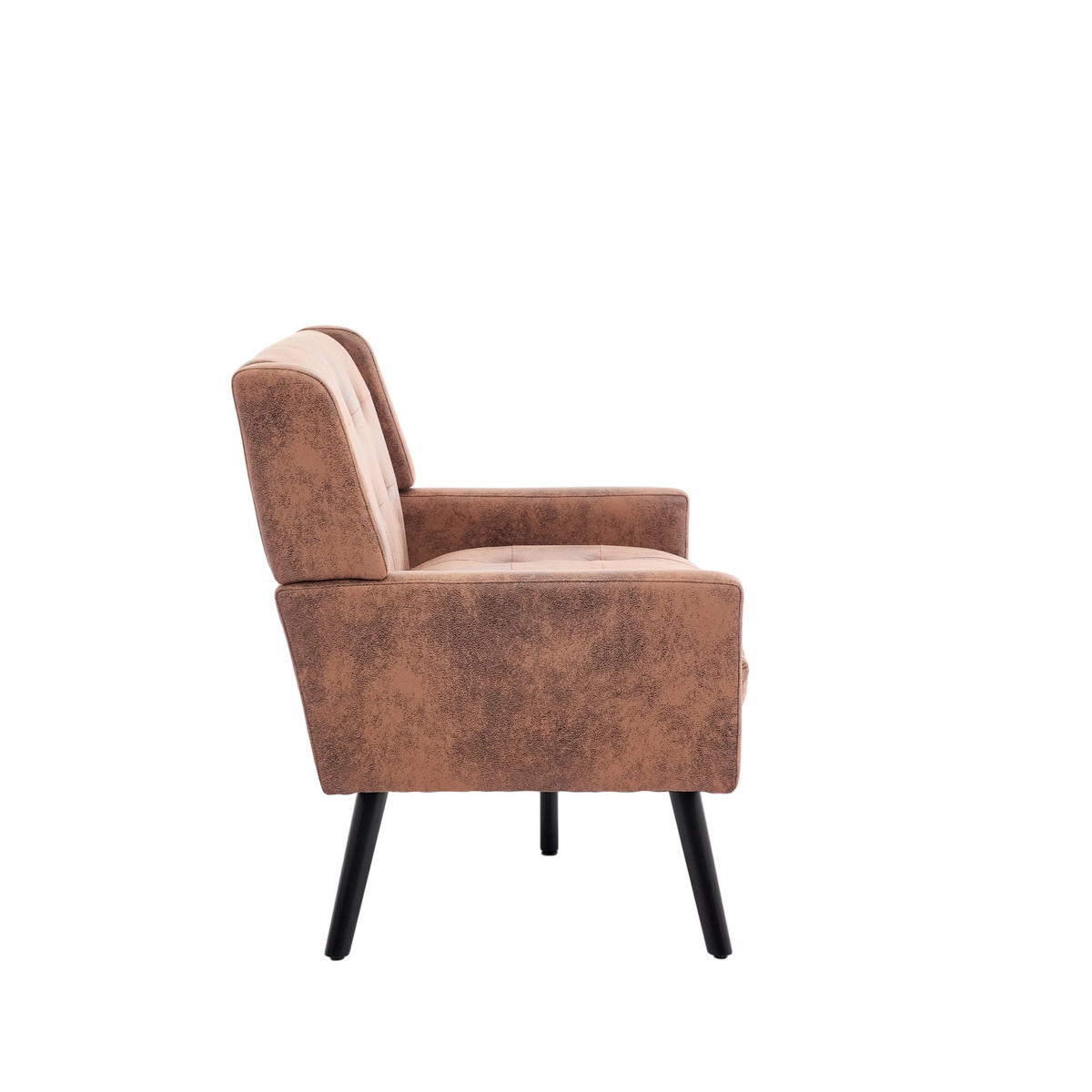 SITZBANK 2-Sitzer Suedevlies-Polster mit Knopfheftung, Massivholzbeinen 119/75/88 cm Dunkelbraun - Dunkelbraun, Textil (75/88/119cm) - Redom