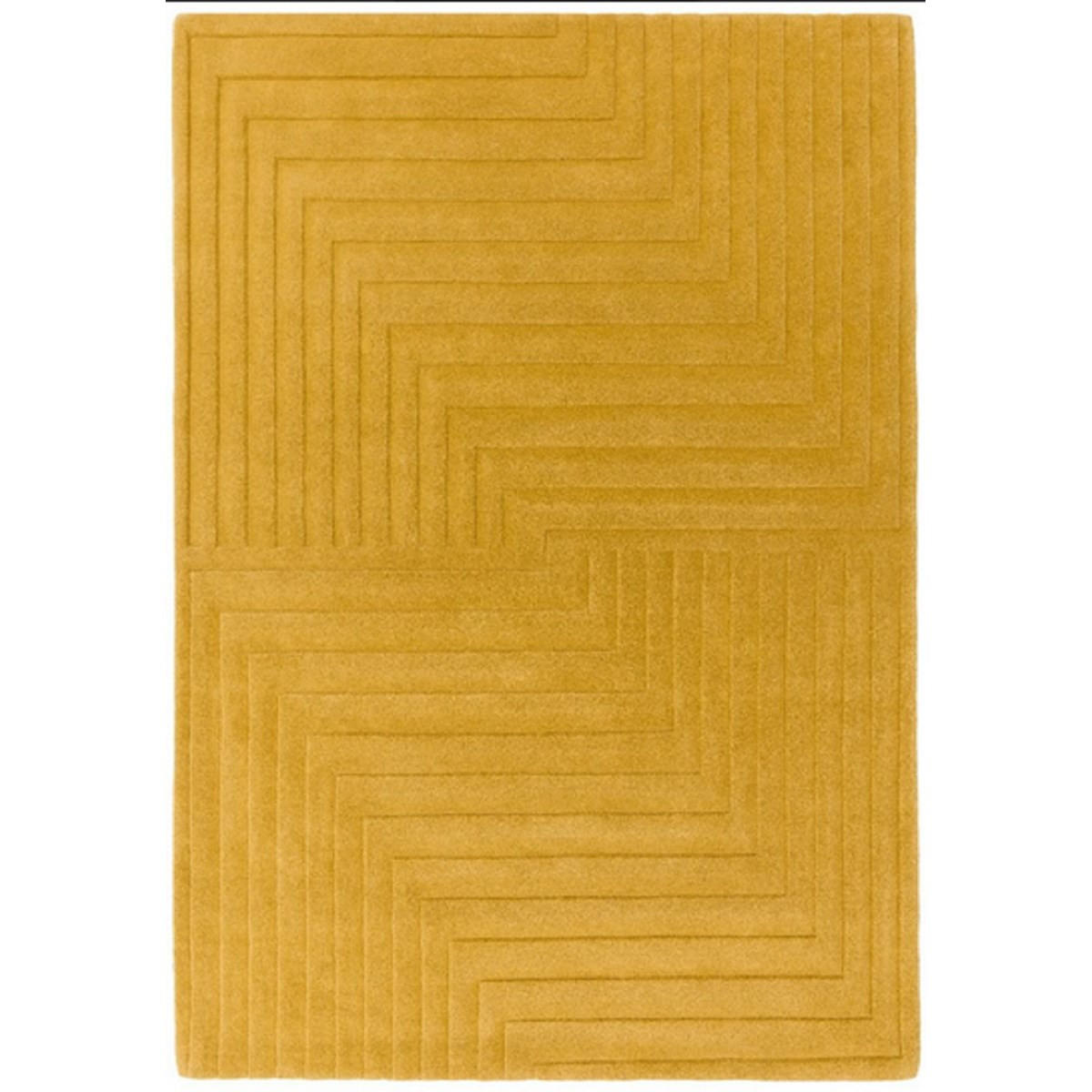 TEPPICH Einfarbiger aus reiner Wolle, handgetuftet, Reliefmuster SQUARE Gelb 160 x 230 cm - Gelb, Naturmaterialien (160/230cm) - Novatrend