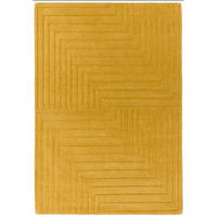 TEPPICH Einfarbiger aus reiner Wolle, handgetuftet, Reliefmuster SQUARE Gelb 160 x 230 cm - Gelb, Naturmaterialien (160/230cm) - Novatrend