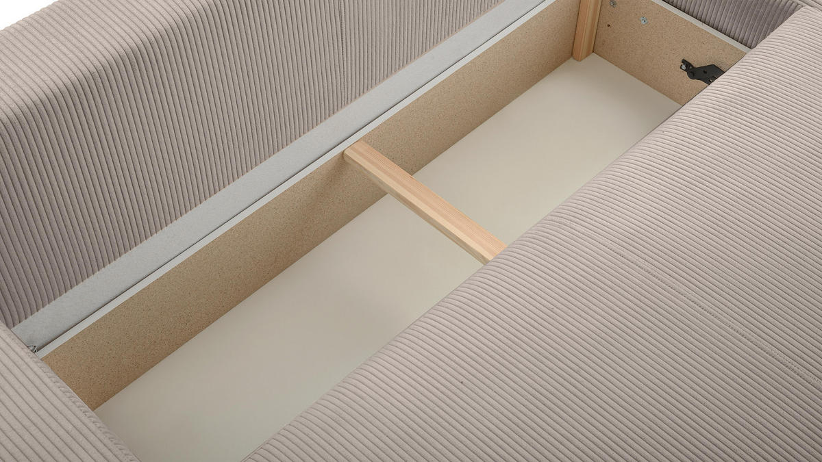 WOHNLANDSCHAFT Catea Beige 364/145/85 cm mit Schlaffunktion - Beige/Schwarz, Kunststoff/Textil (364/84/145cm) - AX Living