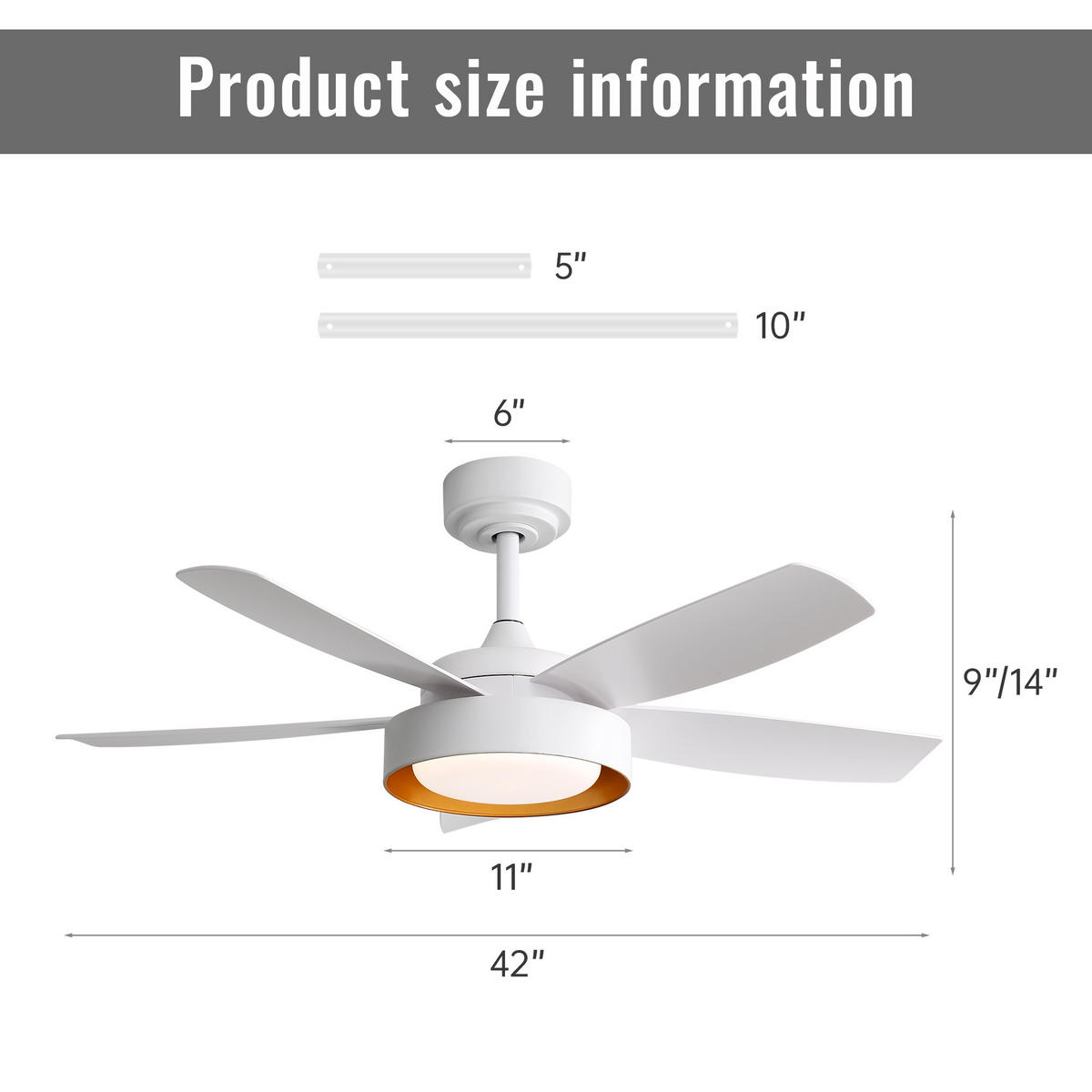 DECKENVENTILATOR DE-16285 42 Zoll mit 22W LED & Fernbedienung Weiß - Weiß, Kunststoff (106.6/106.6/35.5cm) - ComfortXL