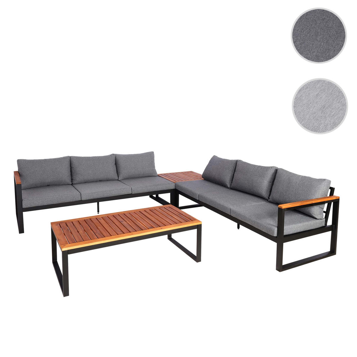 GARTENLOUNGE Garnitur Hellgrau - Grau, Metall - PROREGAL
