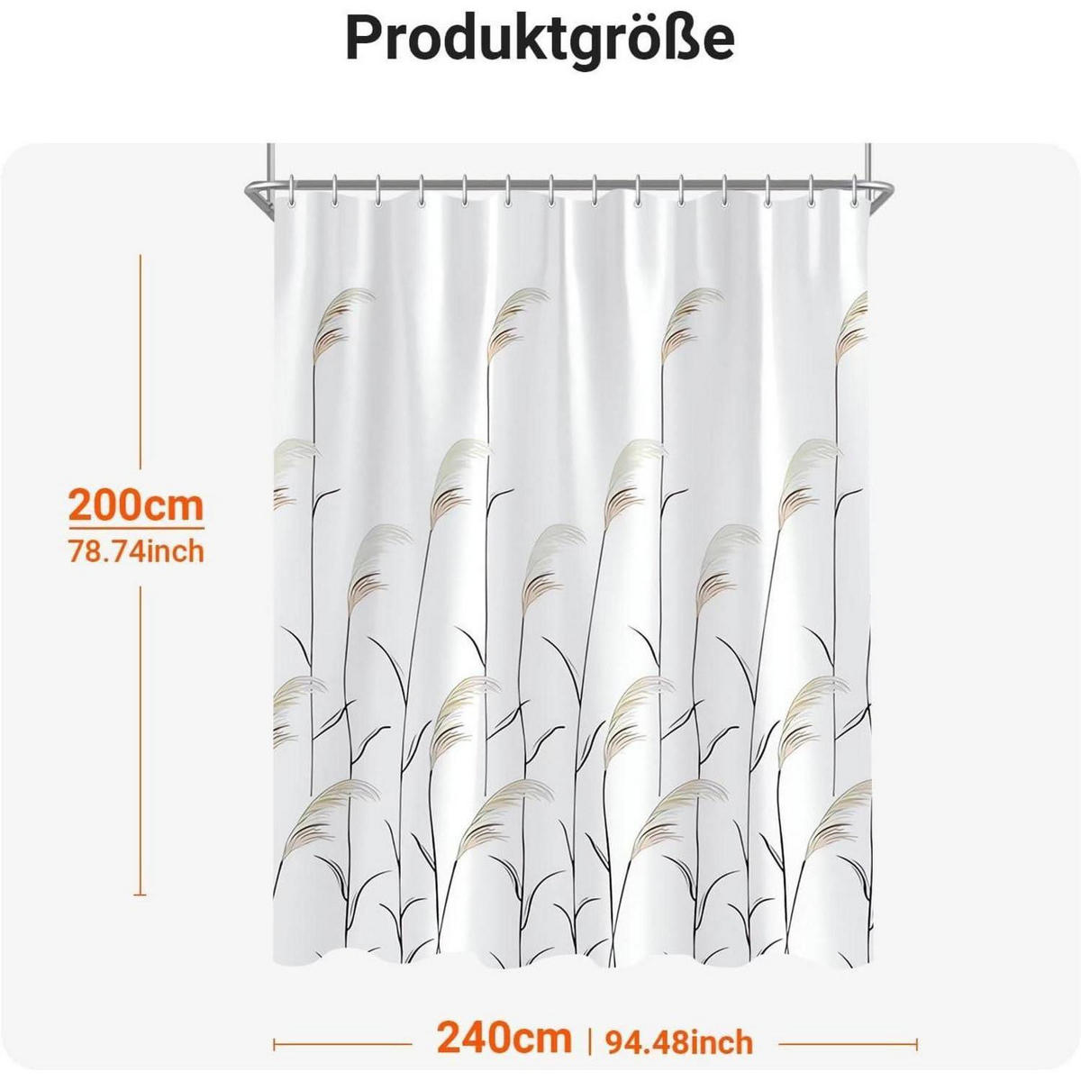 DUSCHVORHANG Weizenohr 240 x 200 cm - Multicolor, Textil (240/200cm)