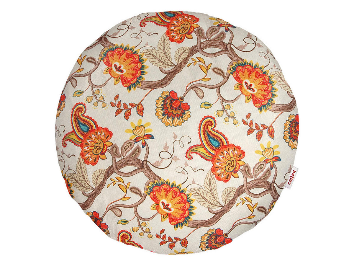 KISSENHÜLLE Rund Horrero safran-orange Mischgewebe 40 cm Ø - Beige/Orange, Textil (40/40cm) - beties Heimtextil