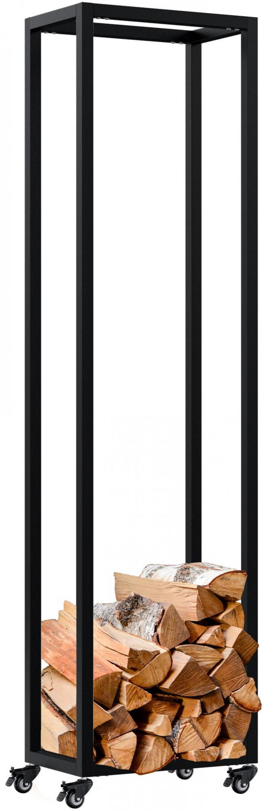 KAMINHOLZREGAL 40/25/150 cm Metall Schwarz - Schwarz, Metall (40/150/25cm) - CLP