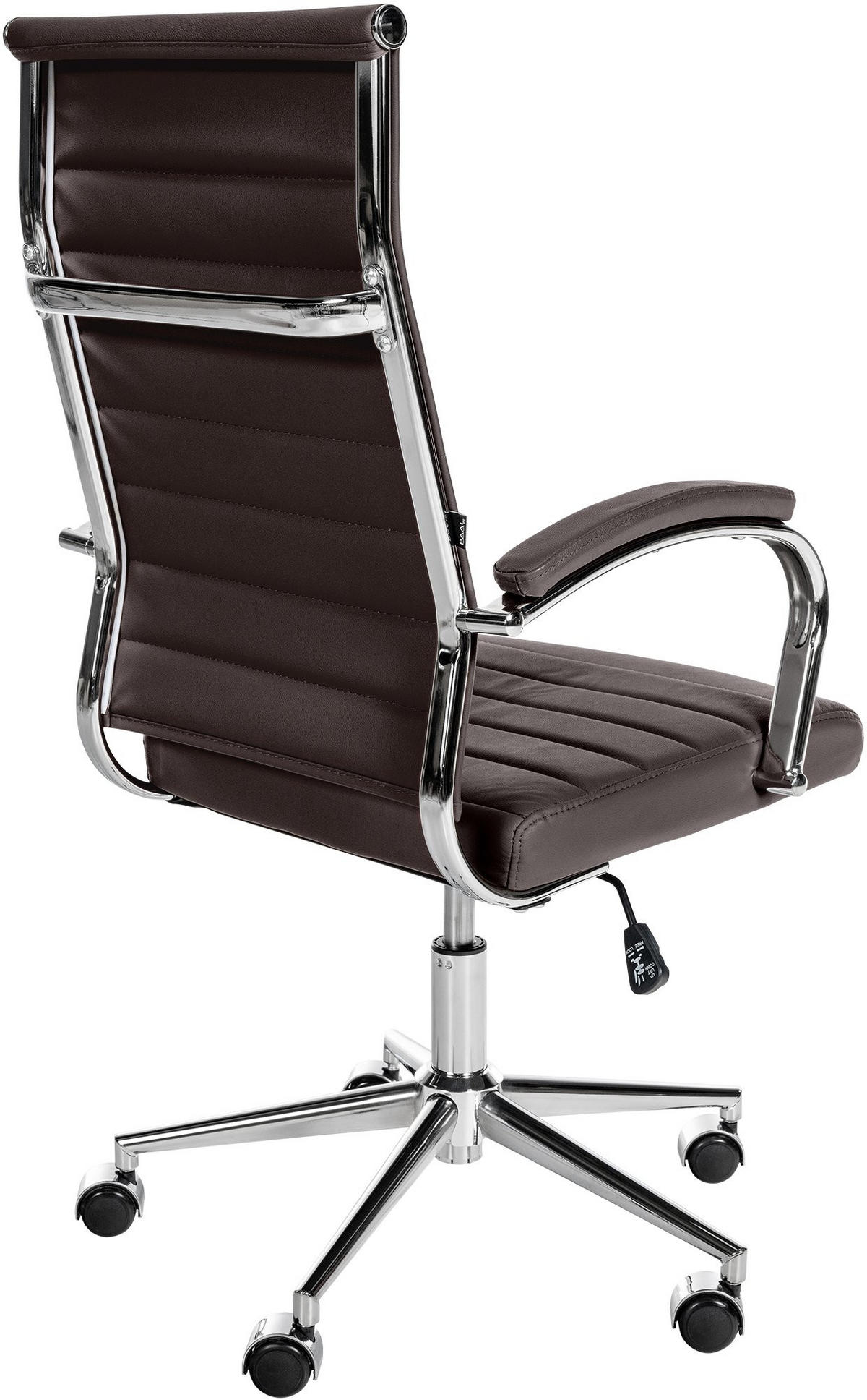 DREHSTUHL Echtleder coffee - Chromfarben/Braun, Leder/Metall (56/102/61cm) - CLP