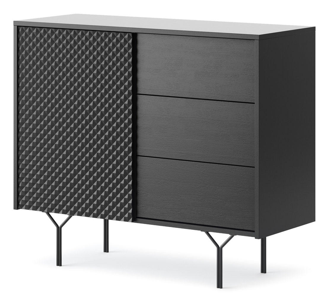 Feldmann-Wohnen Kommode Schwarz 97x83x38 cm