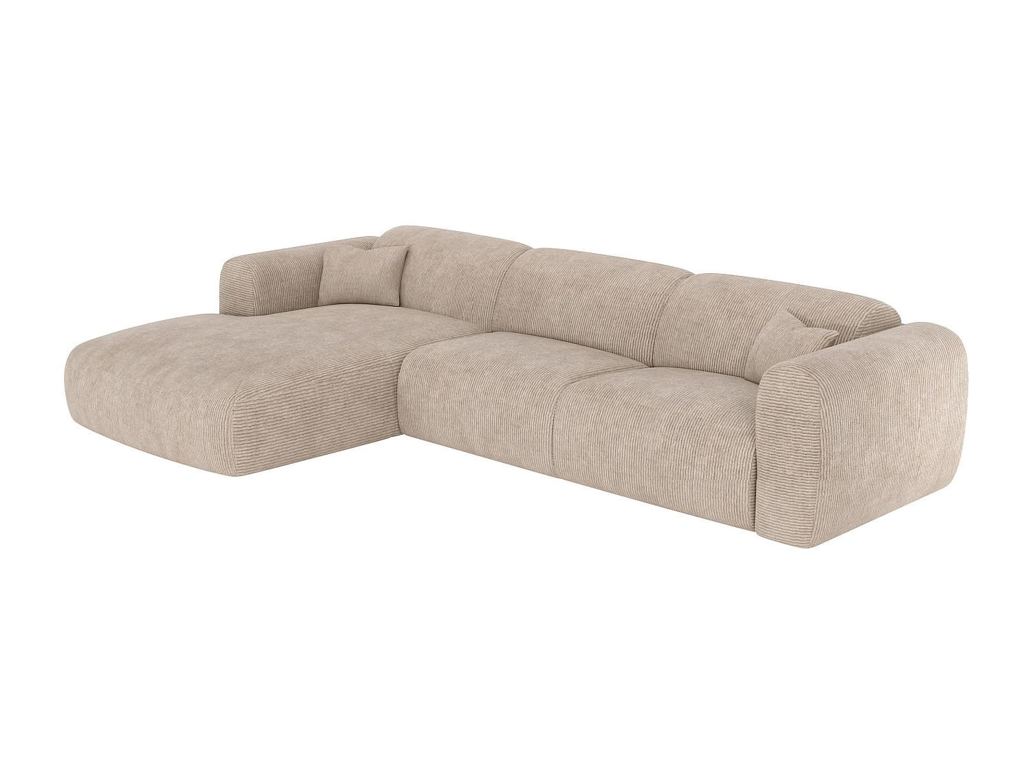 ECKSOFA mit Schlaffunktion - Ecke links - Cord fein gerippt - Beige - POGNI - Beige, Textil (299/165cm) - Vente-Unique