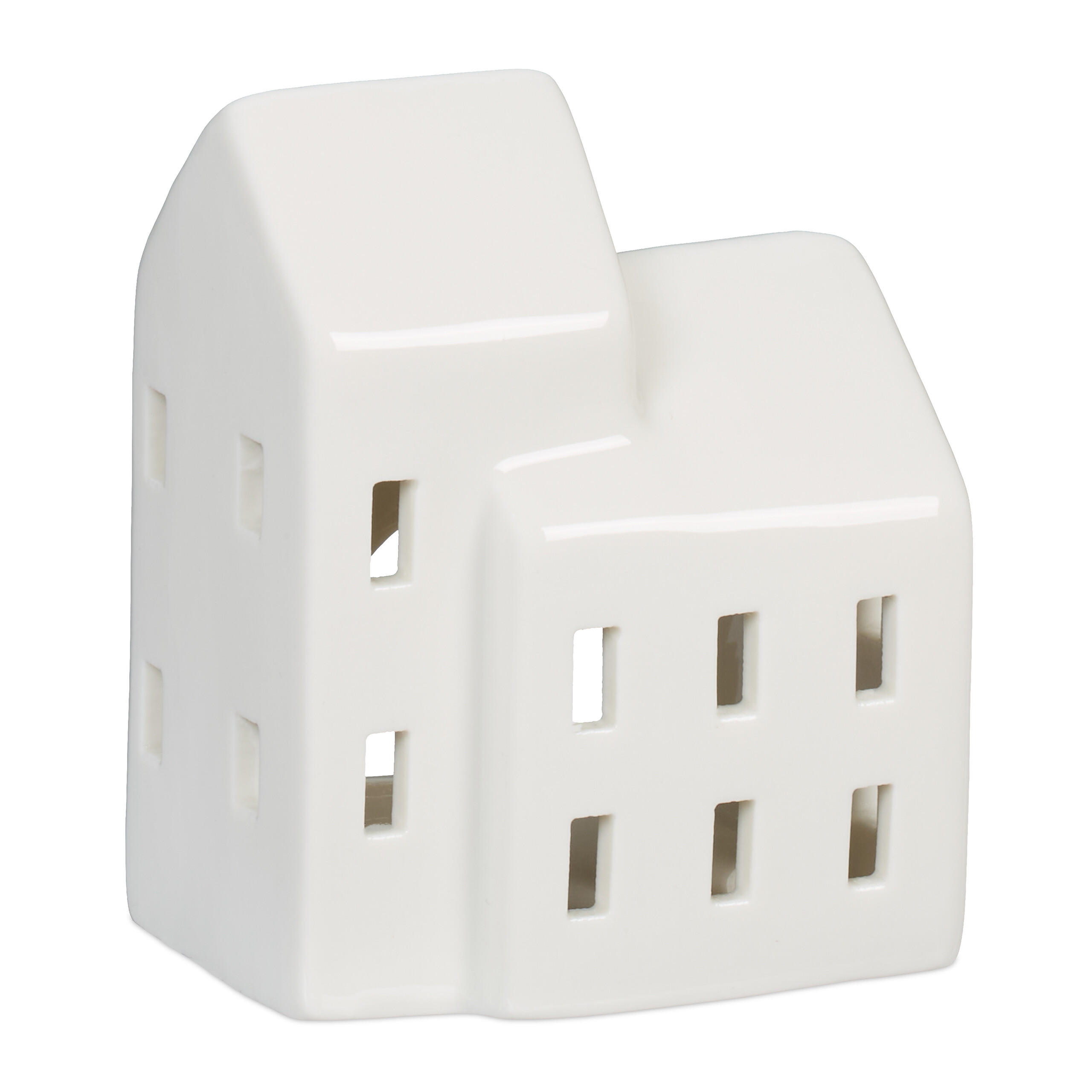 Relaxdays SVÍCEN Bílý domek na čajovou svíčku porcelán 9,5 cm
