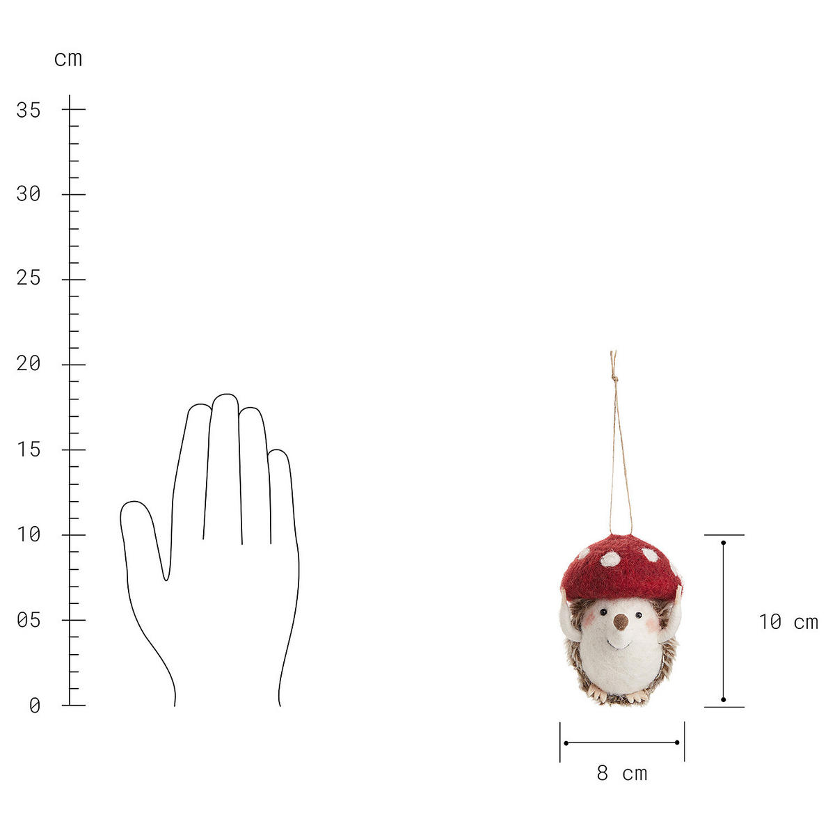 BAUMANHÄNGER Hang On Igel mit Hut - Rot, Textil (9/10/8cm) - Butlers