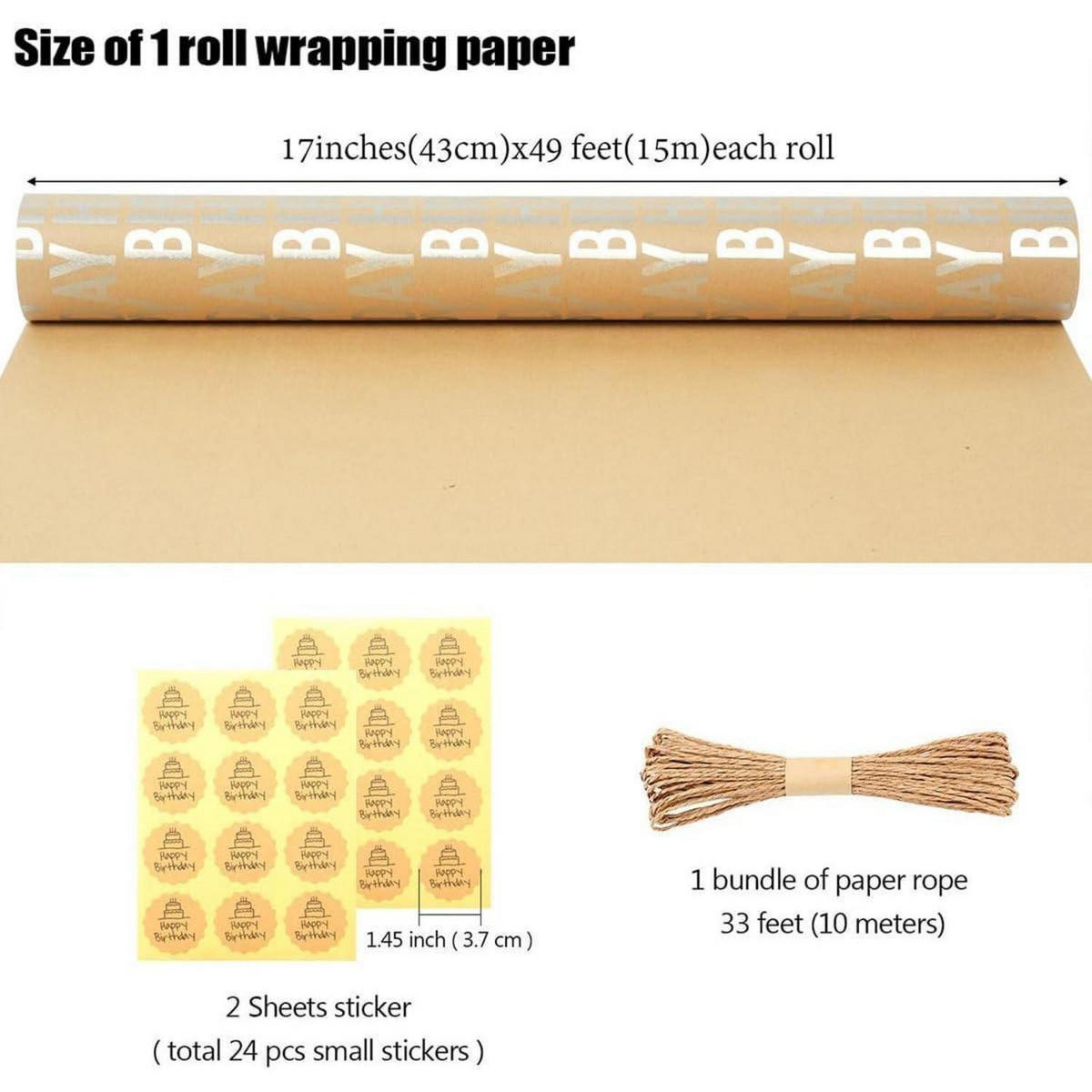 GESCHENKPAPIER Rolle Set 15 m x 43 cm - Multicolor, Papier (43/43.2/43cm)