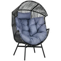 RATTANSESSEL DE-06721 Outdoor-Sessel, PE-Rattan, mit Kissen Grau/Schwarz - Grau, Kunststoff/Metall (75/143/89cm) - ComfortXL