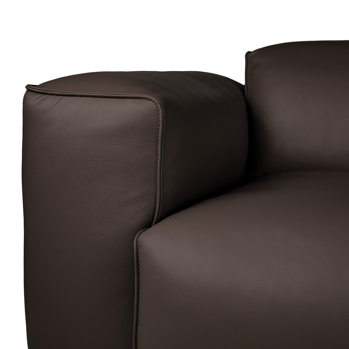 3-SITZER ECKSOFA mit Recamiere - Dunkelbraun/Schwarz, Leder/Kunststoff (295/231cm) - home24