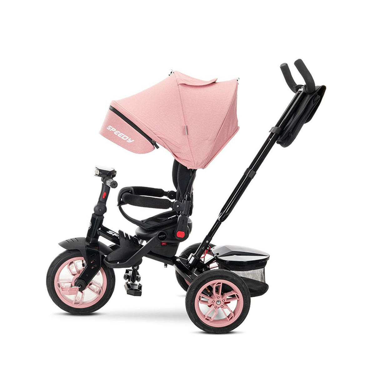 DREIRAD Speedy Luftreifen pink Luftreifen, drehbarer Sitz, Musik, Licht, Schubstange - Pink, Metall (109/52/102cm) - Lorelli