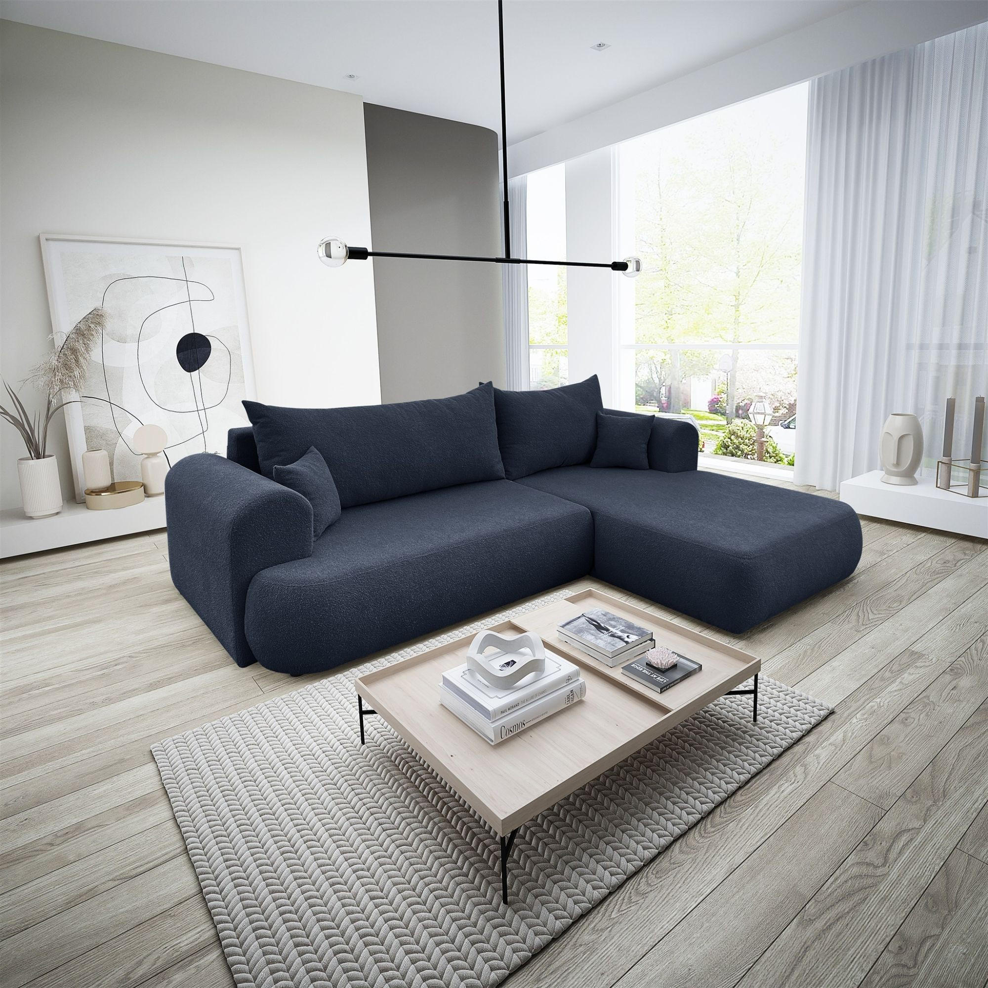 ECKSOFA Anike In Now Or Never - Dunkelblau, Holzwerkstoff/Textil (260/173cm) - Fun Möbel
