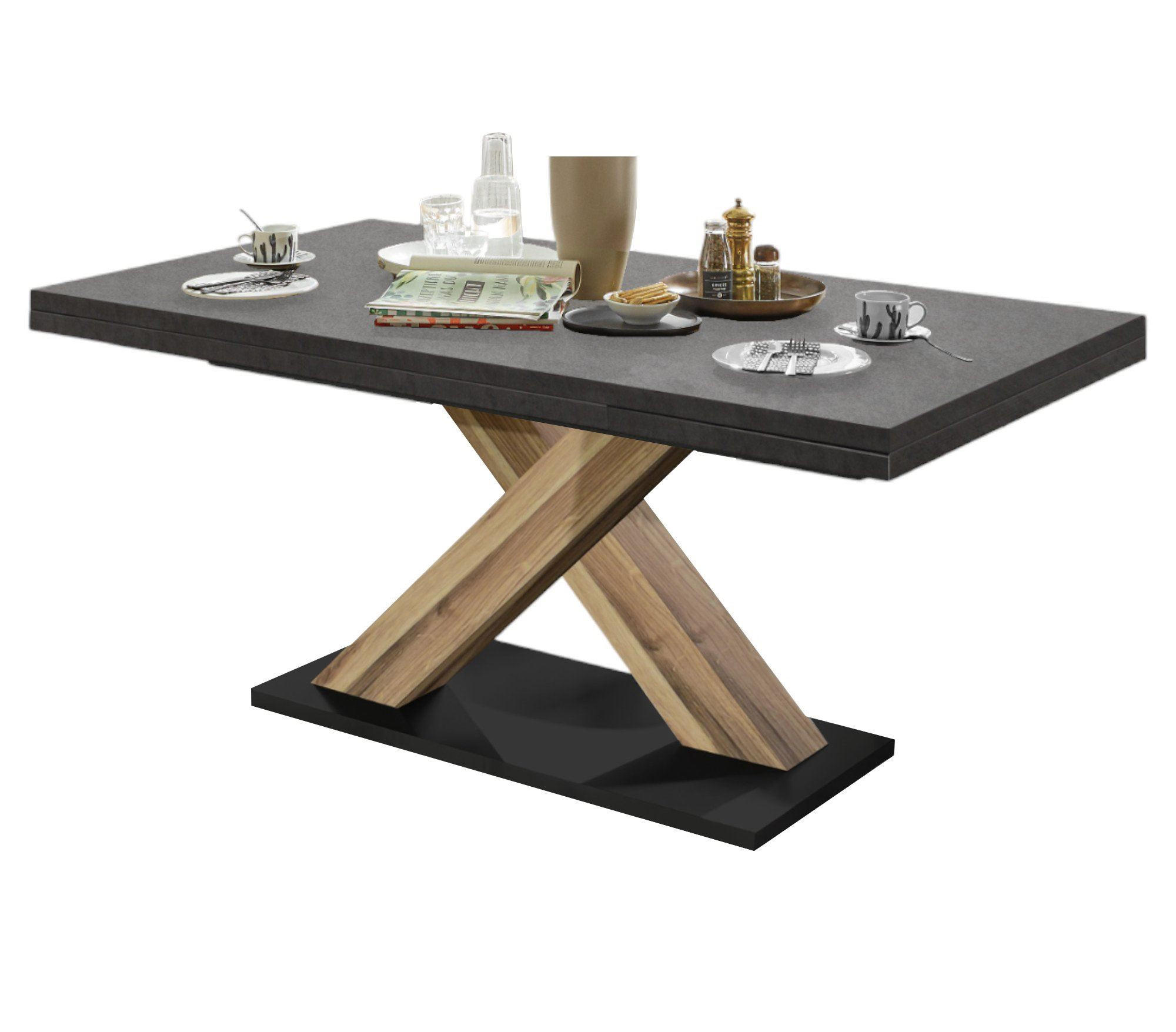 ESSTISCH ausziehbar Elene 180x90x76 Plankeneiche/Graphit - Grau, Holzwerkstoff (180/90/76cm) - 58aufmkessel