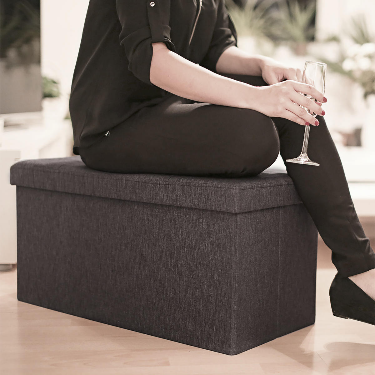 FALTBARE Sitzbank - Braun, Holzwerkstoff/Textil (38/38/76cm) - Relaxdays