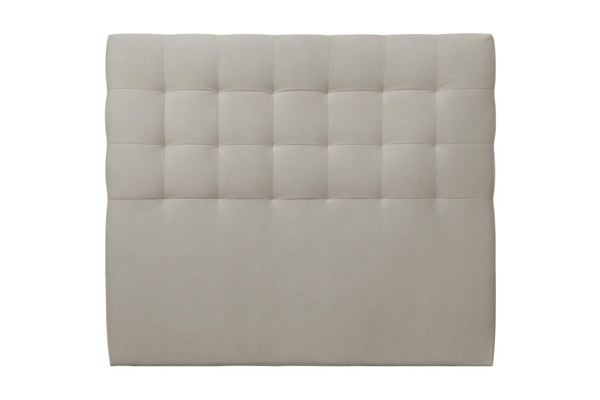 KOPFTEIL gepolstert - Gesteppt – taupefarbener Samtstoff - 140 cm - Taupe/Beige, Holz (140/120/10cm) - Sommeil de Plomb