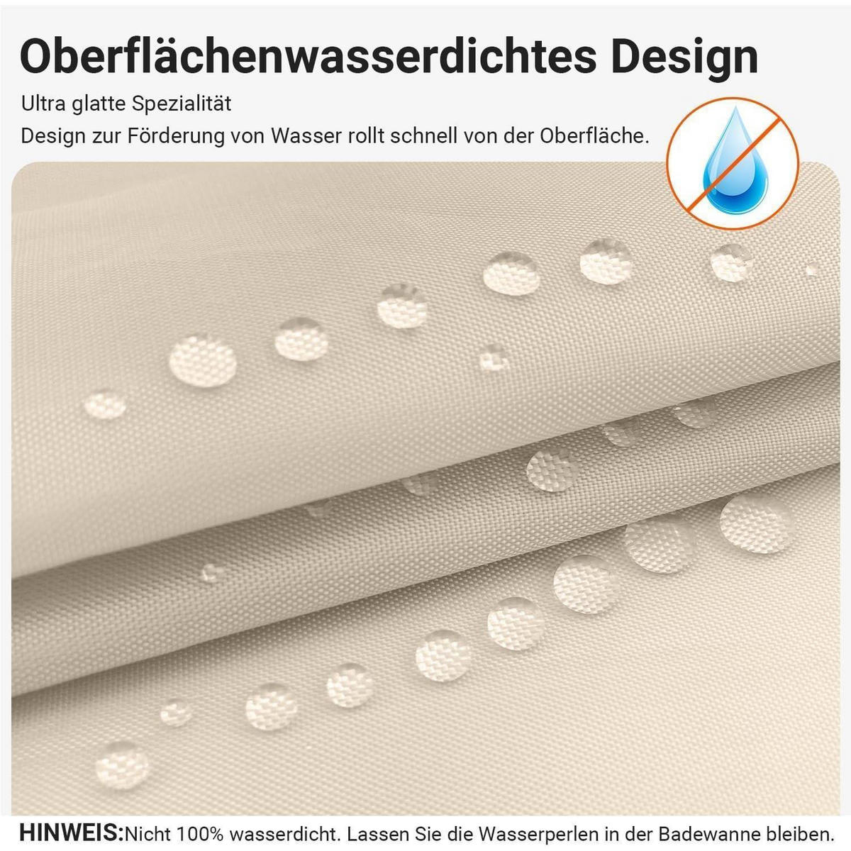 DUSCHVORHANG Beige 300 x 200 cm mit beschwertem Saum und 20 Ringen - Beige, Textil (300/200cm)