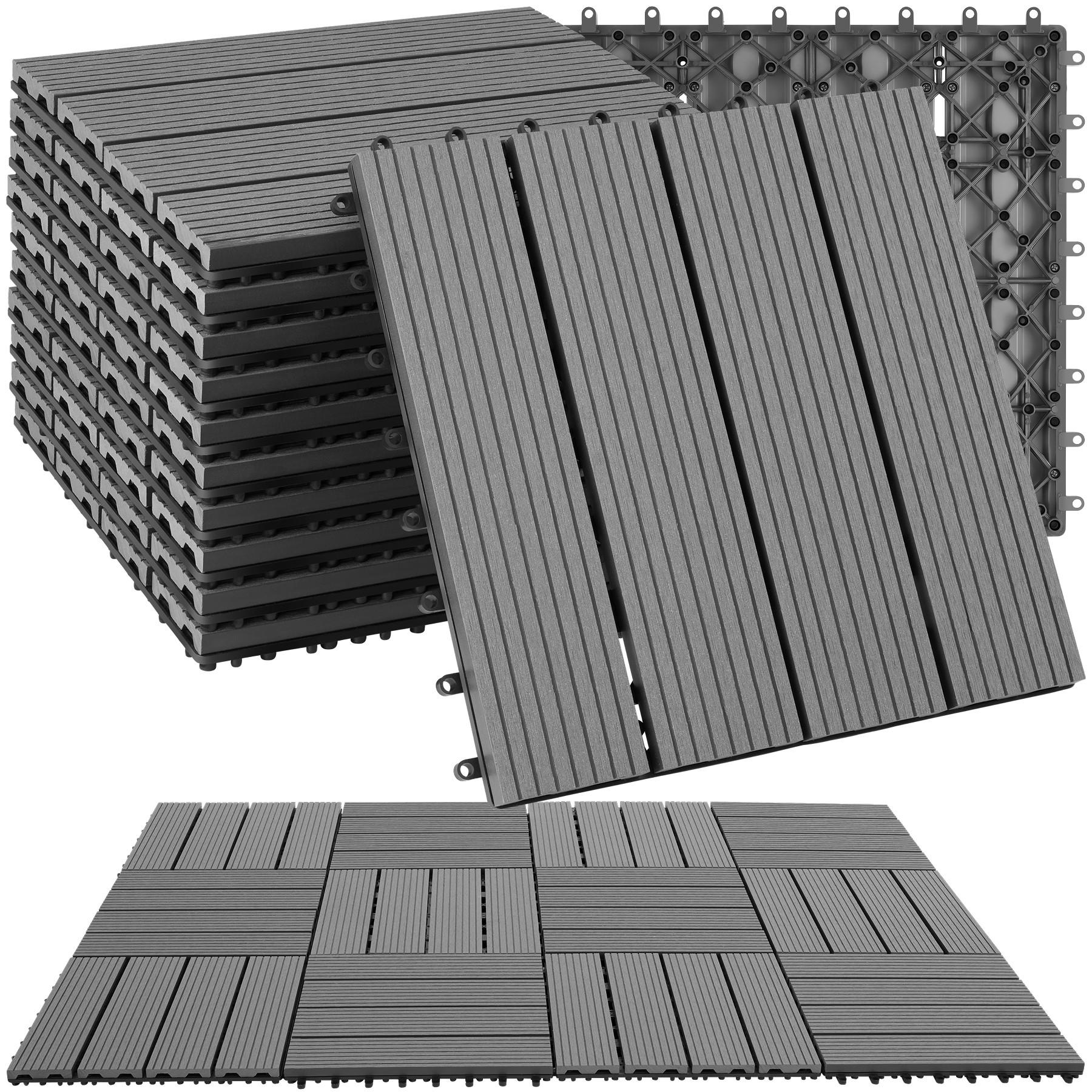 TERRASSENFLIESEN Tegulas,31 x 31 x 2,2 cm,grau - Grau, Kunststoff (31/31/2.2cm) - tectake