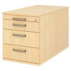 ROLLCONTAINER - mit 3 Schubladen 80/42,8/51,2 cm in Ahornfarben Streifengriff (Kunststoff) - Ahornfarben, Holzwerkstoff (42.8/51.2/80cm) - bümö