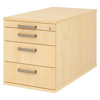 ROLLCONTAINER - mit 3 Schubladen 80/42,8/51,2 cm in Ahornfarben Streifengriff (Kunststoff) - Ahornfarben, Holzwerkstoff (42.8/51.2/80cm) - bümö
