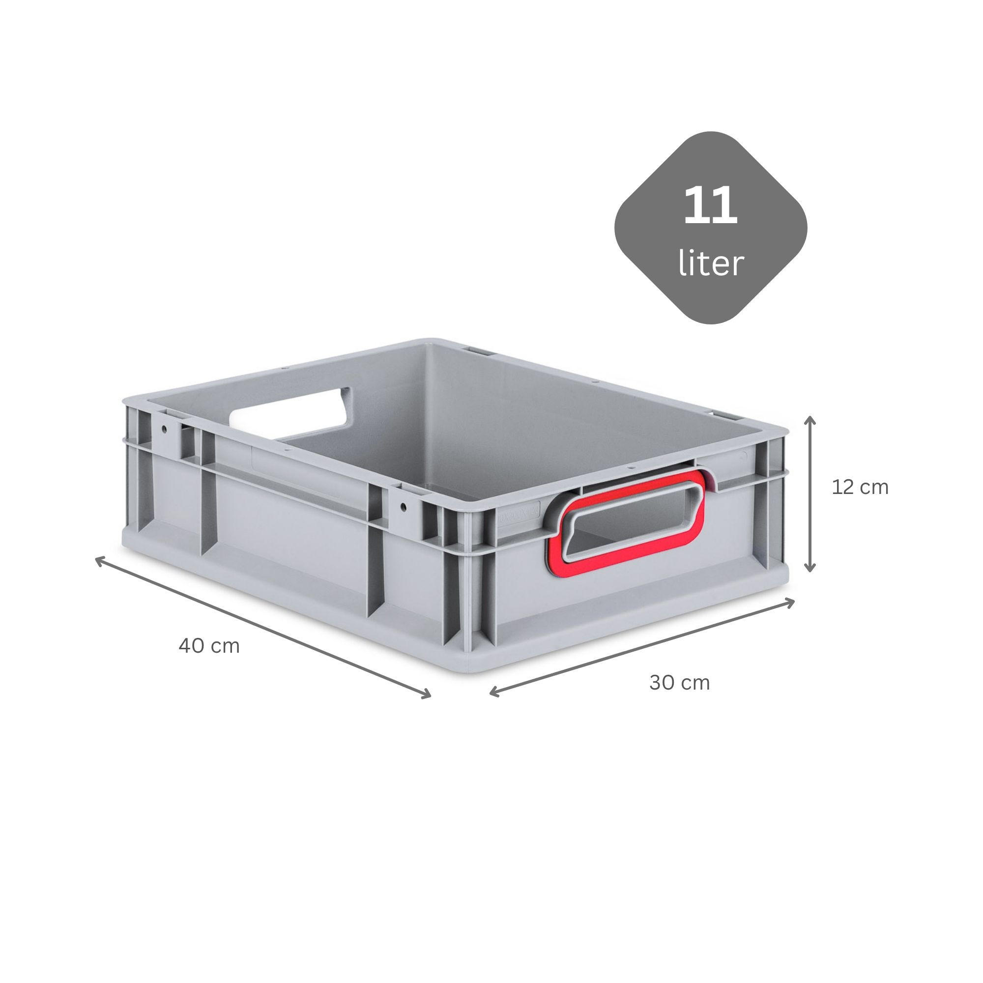 EUROBOX 5x Nextgen Color 12x30x40cm 11 Liter Griffe Rot Offen - Rot, Kunststoff (30/12/40cm) - PROREGAL