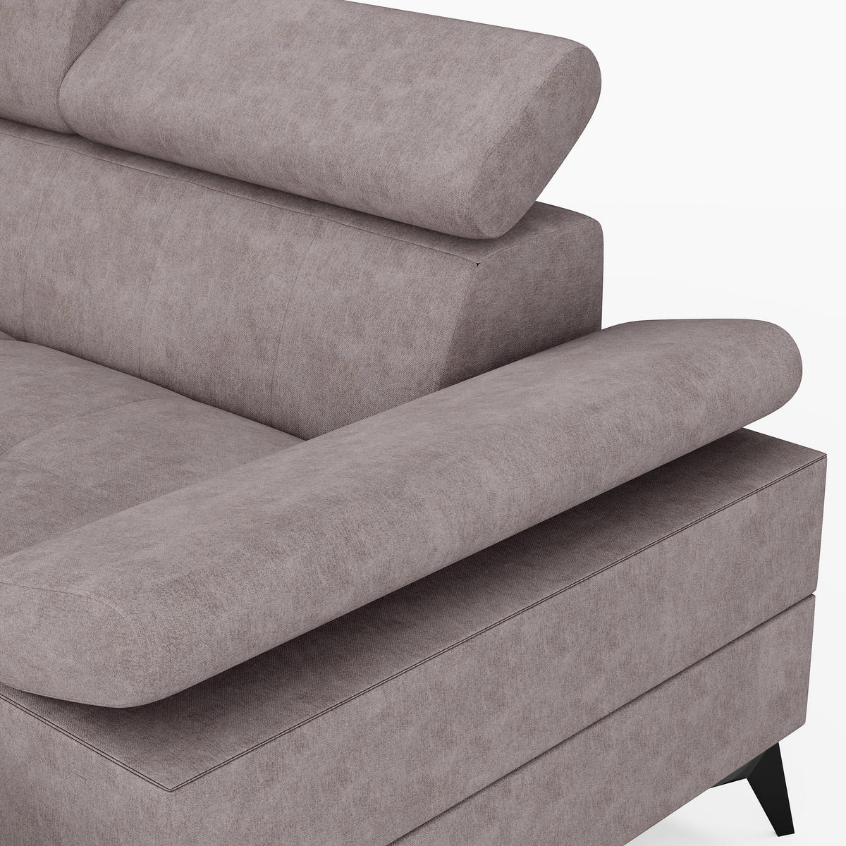 ECKSOFA VENTO Rechts Schwarz Velours Premium L-Form Couch mit Schlaffunktion & Bettkasten - Schwarz, Holz (261/190cm) - Barchello