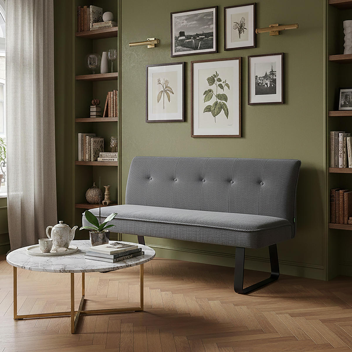 SITZBANK EMILIA - Grau, Metall (156/88/65cm) - DUBI Möbel